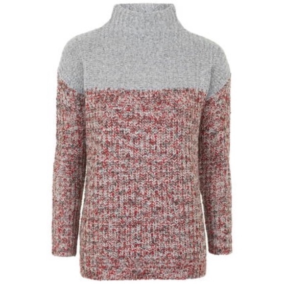 Topshop Sweaters - TOPSHOP gray red SOFT turtleneck SWEATER size XS/S